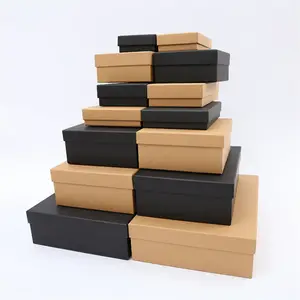 Regalo personalizzato carta Kraft imballaggio gioielli cartone piccolo quadrato mestiere cerchio scuro benessere grande spugna scatola marrone per abbigliamento