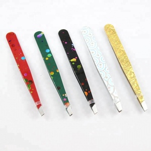 Estilo chino oro diseño personalizado cosmético punta inclinada aplicador de pestañas postizas ceja depilación facial tijeras pinzas - Product Image 5