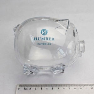 Hucha de plástico personalizada de acrílico, cristal colorido, venta al por mayor