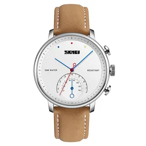 SKMEI 1399 Fashion Goedkope Hoge Kwaliteit Lederen Band Horloge 3ATM Quartz Mens Business Horloge