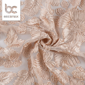 Cinta de <span class=keywords><strong>tela</strong></span> de encaje de gasa <span class=keywords><strong>para</strong></span> trabajo manual <span class=keywords><strong>con</strong></span> flores, diseño bordado de alta calidad - Product Image 4