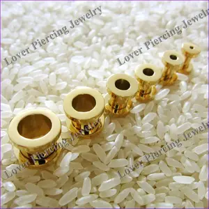 [AS-557A] High Polish Gold Anodized Stainless Steel Custom Flesh Tunnel Plugs