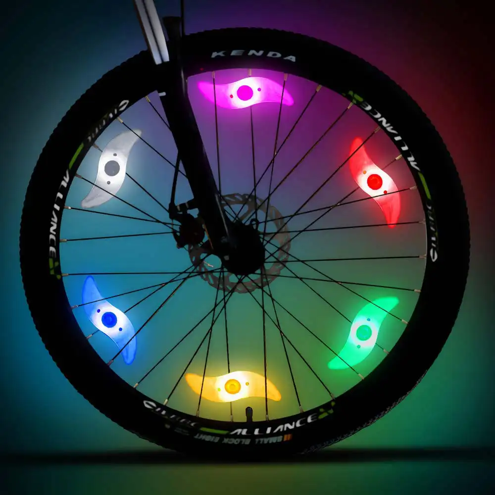 Hot Mountain Bike portable Wheels lights Willow Leaf Spoke Light Bicycle Tail Lights Riding Equipment bicycle Accessories