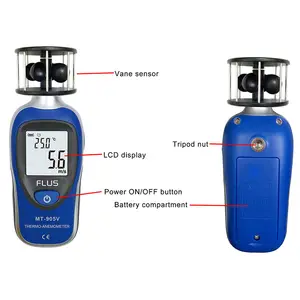 Velocità del vento professionale temperatura del flusso d'aria anemometro digitale strumento Volume d'aria direzione umidità Data Hold