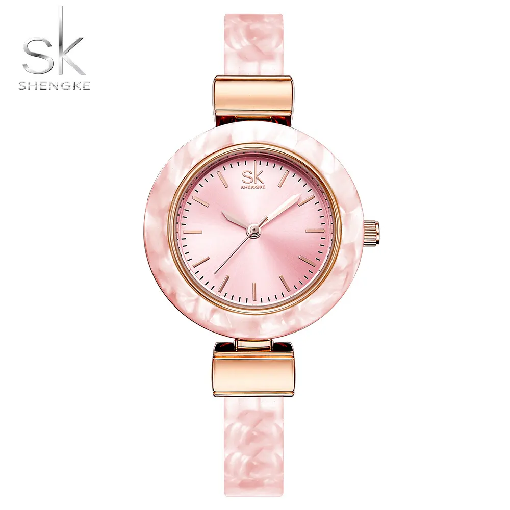 Shengke-Reloj de pulsera de cuarzo para mujer, pulsera de moda para mujer, brazaletes de vestir, estilo de cadena encantador, OEM/ODM