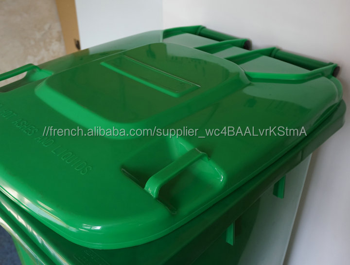 240L Extérieure Utilisation et Debout Structure en plastique poubelle avec deux roues