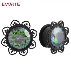 Evorte Opal Body Jewelry Natural Stone Ear Gauges Plug Stretcher Stainless Steel Tunnels Expander Earring For Nose Ear Piercings