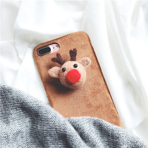 Encargo caliente lindo felpa fieltro ELK Deer DIY paño del <span class=keywords><strong>tel</strong></span>éfono móvil para el iPhone x 8 8 más 7 7 más 6 6 más 6 S - Product Image 4
