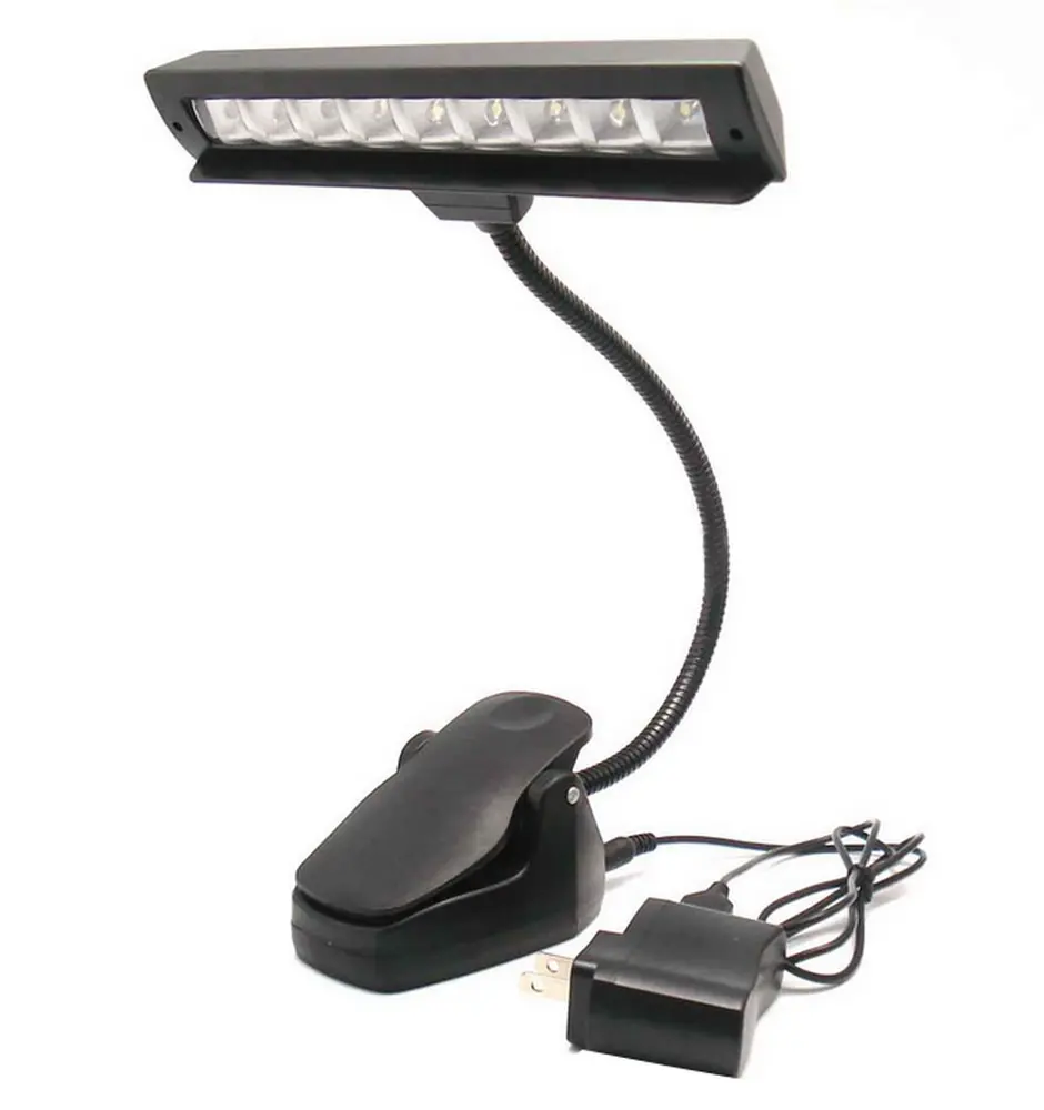 Alimentation à piles AA 10 LED support de musique de Piano Clip lampe de lecture