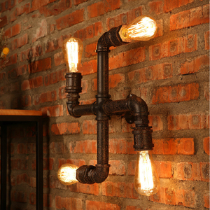 Fer moderne d'eau indien applique murale <span class=keywords><strong>pipe</strong></span> industrielle tuyau de fer lumière edison de haut en bas murale - Product Image 2
