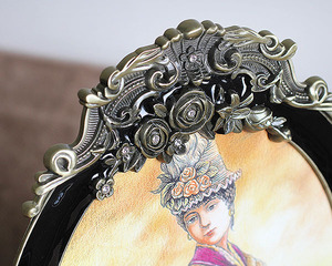 Bán lẻ giá tốt hình dạng hình bầu dục Màu Đen Vật liệu hợp kim ủng hộ đám cưới kim loại khung ảnh - Product Image 3