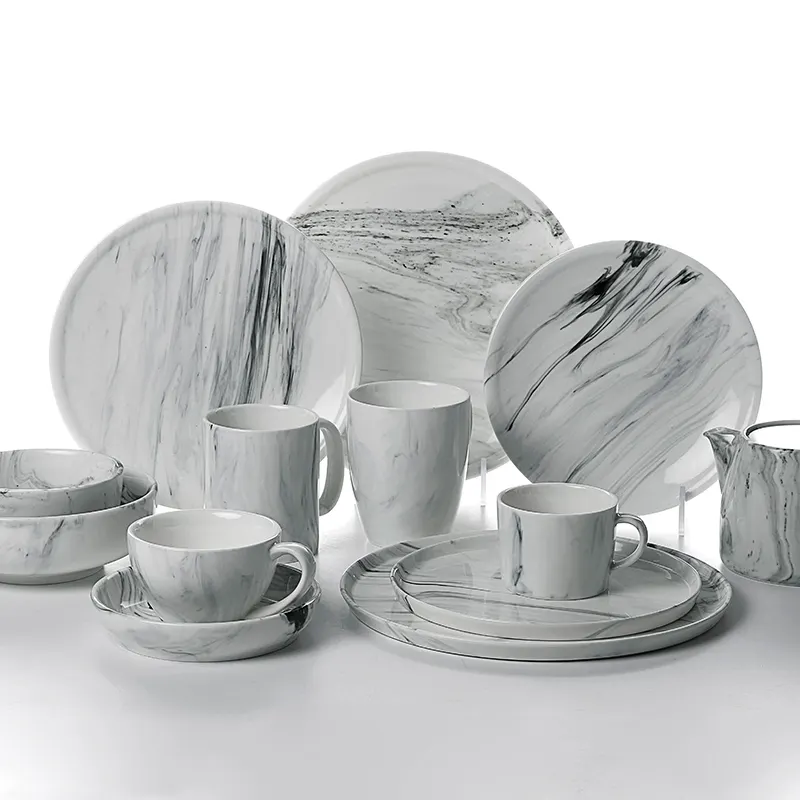 Directe Verkoop Evenement Luxe Marmer China Diner Set, Servies Plaat Sets ~