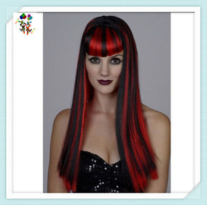 Perruques de fête d'<span class=keywords><strong>Halloween</strong></span> Vampire synthétiques de couleurs longues rouges et noires pour femmes adultes HPC-1346 - Product Image 2