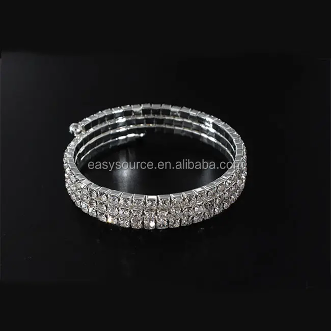 Rhinestone Stretch Cuff Bangle Spiral Wedding Bridal Arm Bracelet Wedding Jewelry