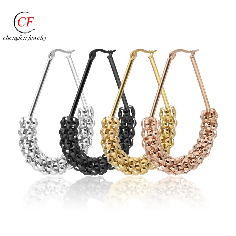 Chengfen Fabriek Nieuwe Ontwerp 14K Goud Grote Hoepel Oorbel Sieraden Spiraal Hoop Earring Voor Verkoop