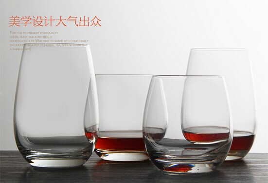 Human mouth blown egg shaped high quality customized size stemless wine glass crystal wine glass