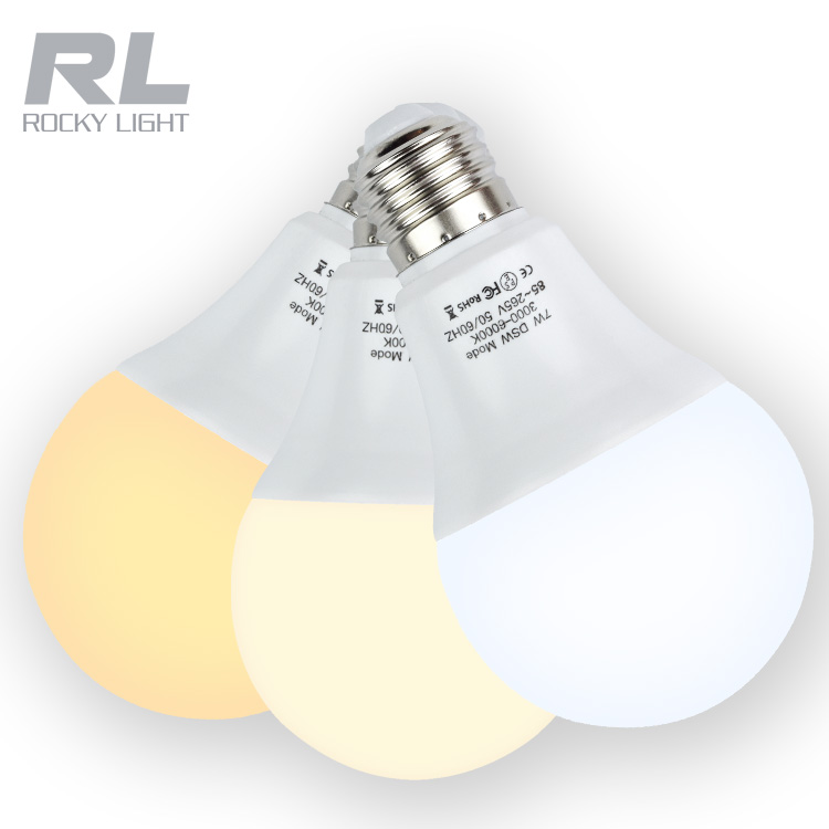 RLLAMP ZD-3CB 3 Color Change LED Plastic Coating Aluminum Bulb - A60 E27/B22 Warehouse Lighting