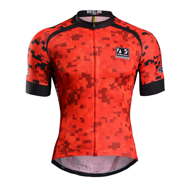 Monton Wielertrui Rood Zwart Fietsen Jersey Top