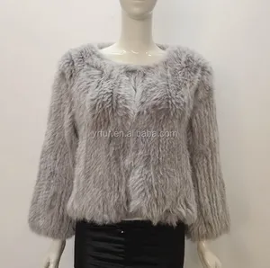 Yr060 poncho de pele de coelho, de malha, estilo queen, de noiva, bolero