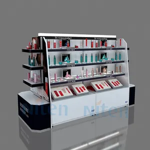 为化妆店双尺寸金属货架贡多拉显示与水晶玻璃