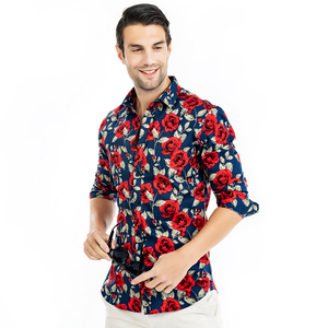 2019 nueva venta al por mayor de los hombres de manga larga estampado Casual modelo Whitespot Redshirt camisa - Product Image 2