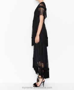 Elegant Piece Cut Tassel <strong>Dress</strong> and Two Tiered Hem <strong>Fringed</strong> Gown for Women - Product Image 5