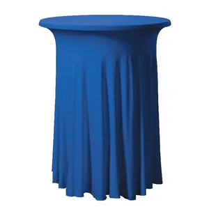 Mantel de LICRA redondo azul real, cubierta elástica para mesa de bistro, para banquetes, eventos de boda, barato