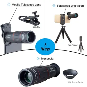 Mobile Teleobiettivo kit 5 in 1 Obiettivo della Fotocamera Del Telefono Cellulare 18X Telescopio Dello Zoom Grandangolare Macro Fisheye Clip Su lenti per iPhone