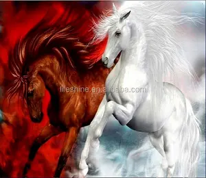 Bianco e rosso cavallo 5d pittura diamante ricamo, cristallo di diamante pittura kit produttore cinese pittura diamante - Product Image 1