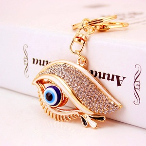 New Fashion 10cm Blue Evil Eyes Gold Keychain Rhinestone Crystal <strong>Key</strong> Chain Hollow Out <strong>Key</strong> <strong>Ring</strong> for Women <strong>Men</strong> Jewelry - Product Image 4