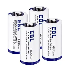 EBL CR123A paket baterai ion Lithium isi ulang 3V 1600mAh