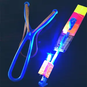 Tirachinas de helicóptero para niños y adultos, juguete volador con luz LED para exteriores