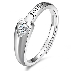Bague de fiançailles diamant, ajustable, en argent 5205, 925