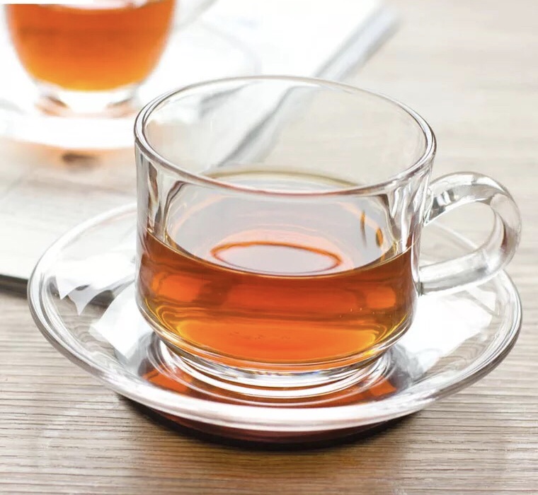 Coffee Cup Glass Teacup, Clear and Lightweight Glass Tea and Coffee Cup with Saucer