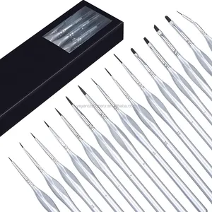 Miniatura Nylon Sintetico Particolare Vernice Brush Set per la Pittura Acquerello Acrilico Dettaglio, 12 Pz/set