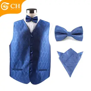 Shengzhou männer Blau Farbe Weste und Fliege Einstecktuch Suit Set