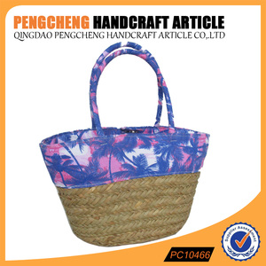 Arena árbol bolsa de paja bolsas de playa con poliester para bolsos de las <span class=keywords><strong>mujeres</strong></span> - Product Image 2