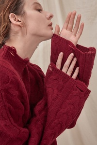 Maglioni Unici in Cashmere 100% Borgogna con Pelliccia per <span class=keywords><strong>Donna</strong></span> - Product Image 2