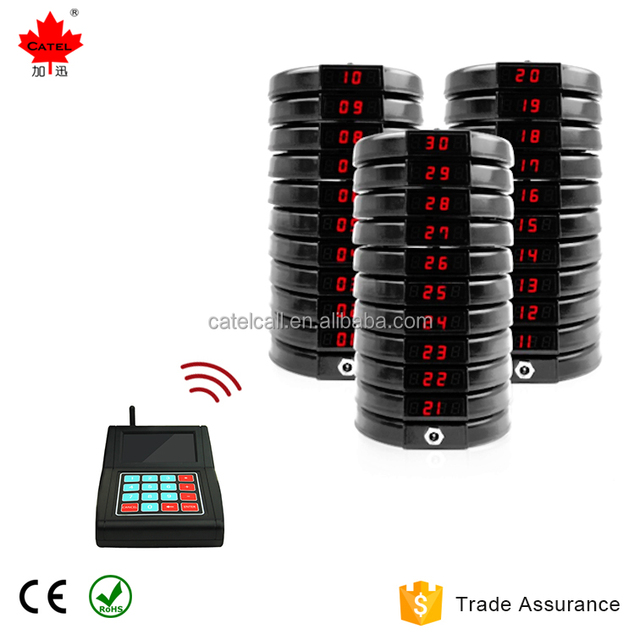 Restaurant Guest Wireless Paging Queuing System 10 Red Digital Coaster Pager 1 Numeric Keypad Transmitter