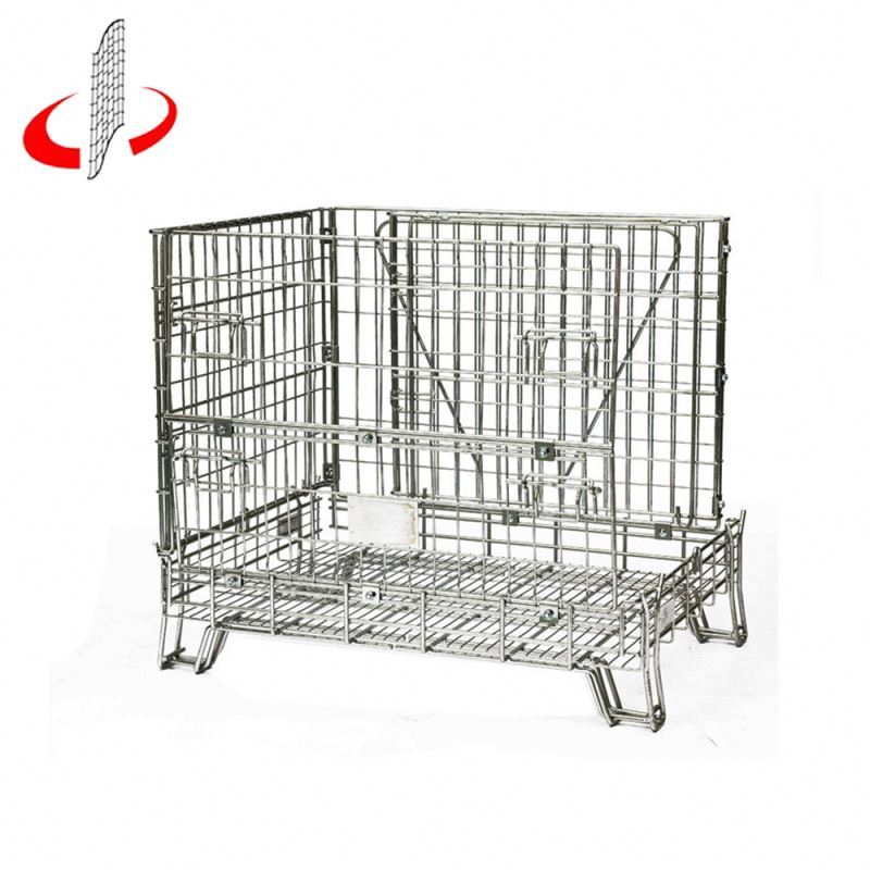 Plié En Acier Soudé Récipient En Métal Tressé De Stockage Cage