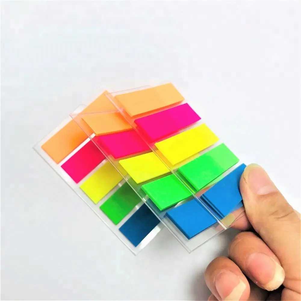 Neon Pagina Markers Sticky Note Tabs, Gekleurde Index Tabs Vlaggen, Fluorescerende Huisdier Sticky Notes