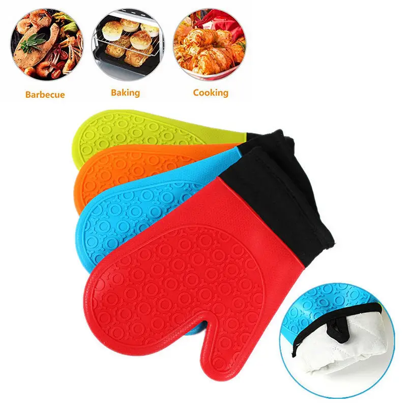 Hot Sales Food Grade Anti Slip Heat Resistant Pot Holders Silicone Oven Glove Quilted Liner