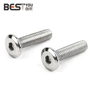 304 Stainless Steel Flat Head Chamfered Hex Socket Machine Screws For Assemble Furniture M4 M5 M6 M8