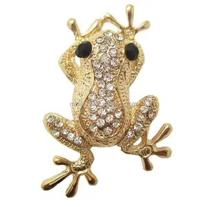 korean fashion alloy golden frog brooch pin with crystal gold frog brooch with rhinestone