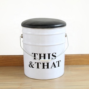 Outdoor Garden Metal <strong>Storage</strong> Bucket Round <strong>Stool</strong> <strong>Seat</strong> - Product Image 5