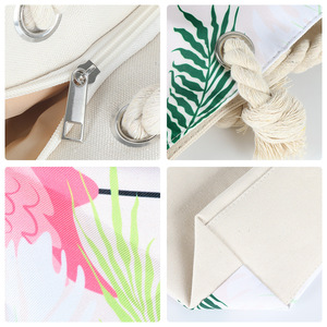 Sacs fourre-tout en toile vierges imprimés sur mesure en gros, sacs fourre-tout en toile à motif floral inspiré d'un bouquet <span class=keywords><strong>de</strong></span> lys par transfert thermique - Product Image 5