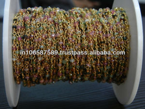 925 <b>Sterling</b> <b>Silver</b> <b>Wire</b> Beaded Chain With Multi-Color Stones 2.5-3.5 mm Beads for Wedding or Gift Per Meter Selling - Product Image 4