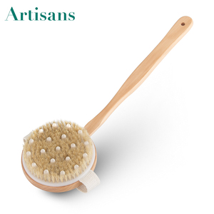 Venta al por mayor natural mango largo de madera de <span class=keywords><strong>cerdas</strong></span> de jabalí <span class=keywords><strong>cepillo</strong></span> de baño Body con masaje cuentas - Product Image 1
