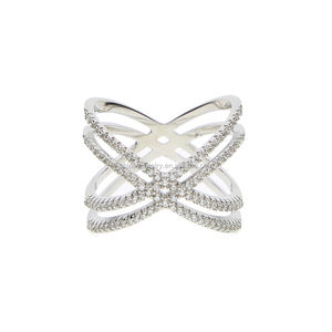 Anello a Doppia Croce Infinito con Micro Pavé di Zirconi Cubici di Alta Qualità - Product Image 1