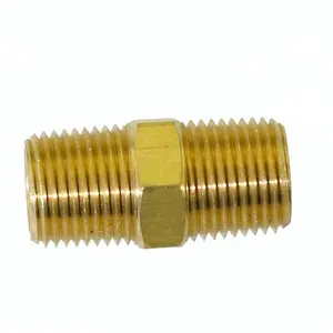 Standard brass pipe hose fitting hex nipple bushing